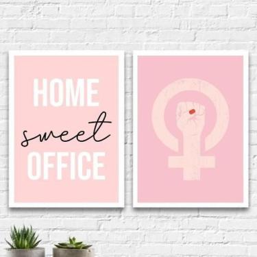 Imagem de Kit Quadros Home Office Feminino 33X24Cm 2 Peças - Quadros On-Line