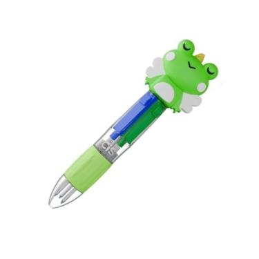 Imagem de Caneta Esferográfica Ponta Retrátil 4 em 1 Fun Mini Animais Criança Escolar Colorido Fofo Sapo