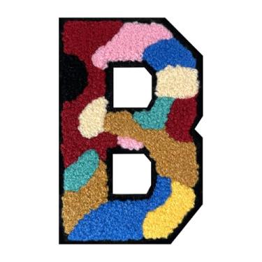 Imagem de 1 Patch de letra de chenille de ferro de camuflagem de 15 cm – adesivos do alfabeto para roupas, jaquetas, mochilas, chapéus para decoração personalizada, nome personalizado e artesanato. (B)