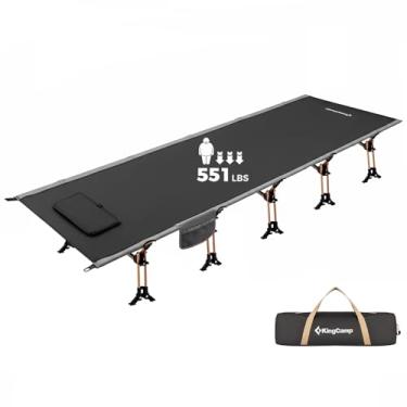 Imagem de Cama KingCamp dobrável para acampamento, resistente e portátil para dormir, cama ultralite com travesseiro, alumínio de grau militar resistente, capacidade para até 132 a 136 kg com bolsa de transporte, Golden Bracket-Capacity 551 lbs, 78.7 × 28.3 × 11.8 inches