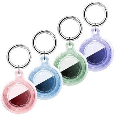 Imagem de Foweroty IPX8 à prova d'água para suporte de AirTag, pacote com 4 para Apple para Airtags com chaveiro, capa de AirTag para bagagem, coleira de cachorro, chaves, proteção total antiarranhões para