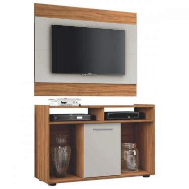 Imagem de Rack Com Painel Para 43 Polegadas Notável Freijó Trend Com Off White