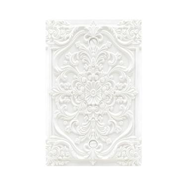 Imagem de Wpshijia Placas decorativas para interruptores de luz, giz, branco, 3D, floral, em relevo, 1 grupo, sem dispositivo, capas de tomada em branco, placa de parede, placa de cobertura para quarto