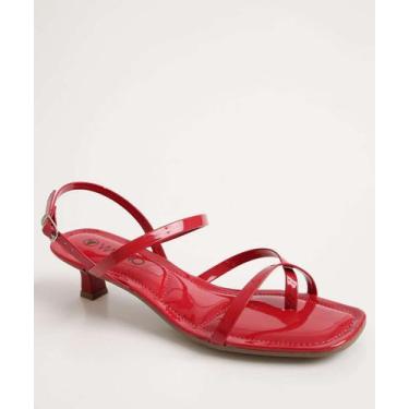 Imagem de Sandália Salto Fino Feminina Via Uno-15090, Vermelho, 37