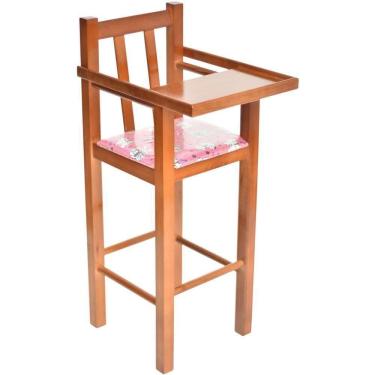 Imagem de Cadeira De Alimentação Refeiçaõ Infantil Em Madeira Maciça Assento Rosa