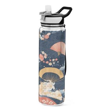 Imagem de ATTX Garrafa de água Japanese Waves, 946 ml, à prova de vazamento e livre de BPA, garrafas de água reutilizáveis de plástico Tritan para viagens, academia, corrida, fitness #42