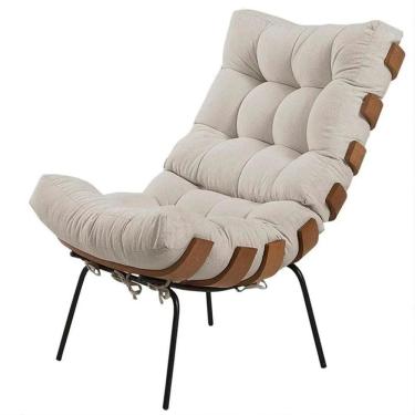 Imagem de Poltrona Costela Tecido Linho Off