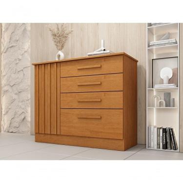 Imagem de Cômoda Guarani Ripada 4 Gavetas E 1 Porta Tcil Cor:cinamomo