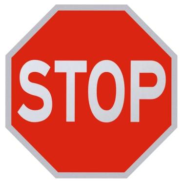 Imagem de Tellegloww 1 placa de parada grande refletiva de rua de alta intensidade, proteção UV e resistente ao clima, 2 placas de segurança de trânsito com furos pré-perfurados para estacionamento, garagem