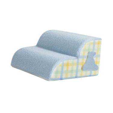 Imagem de Bothyi Escadas para cães, rampa, degraus confortáveis ​​para animais de estimação, 2 níveis, para ambientes internos, capa removível e lavável, escadas, Azul