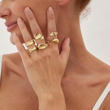 Imagem de Conjunto de anéis empilháveis ajustáveis para mulheres, joias boêmias, anéis de articulação com design moderno empilhável, presentes de natal presentes de amizade para mulheres dia dos namorados