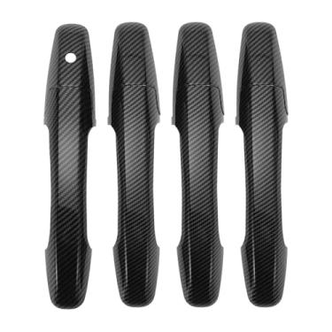 Imagem de Hihaha Acabamento da tampa da maçaneta da porta do carro para Honda Civic 2006-2011 | Tampa do puxador da porta lateral | Durável| 1 conjunto de fibra de carbono preto