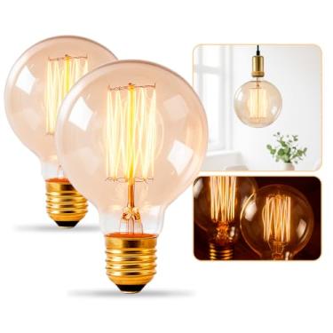Imagem de Kit 2 Lâmpadas Ambar Led Filamento Retrô E27 220v 4w
