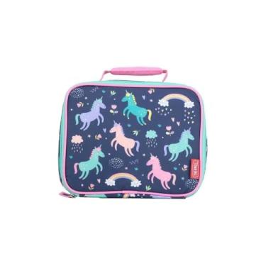 Imagem de Lancheira Térmica Infantil com Alça para Escola e Passeio, Estampa Unicórnio, Material Poliéster, 19x11x23cm, Bolso Externo com Zíper
