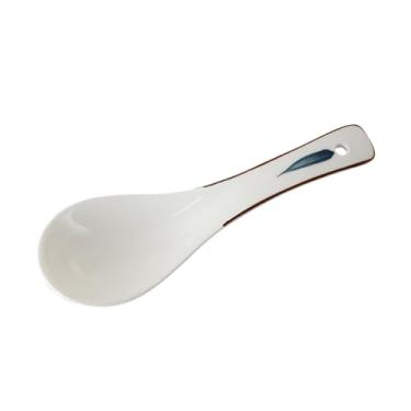 Imagem de Concha de sopa Colher de sopa pequena cerâmica, colher porcelana branca com cabo decorativo, pacote 10 unidades(Pequeno)