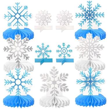 Imagem de Rsstarxi 10 Pack Snowflake Honeycomb Centerpieces for Table Snowflake Party Decorations Frozen Winter Wonderland for Winter Holiday Baby Shower Kids Birthday Party Cake Decorations