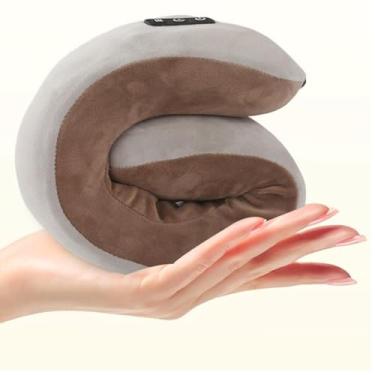 Imagem de Almofada Massageadora de Pescoço com Vibração e Aquecimento – Design Ergonômico em U, Bateria Recarregável 1500mAh, Alívio para Cervical, Lombar e Viagens, Conforto e Relaxamento Diário
