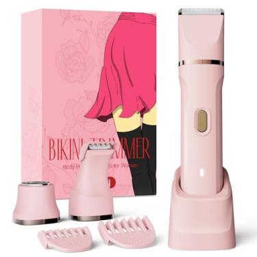 Imagem de Aparador de biquíni feminino, barbeador elétrico Dovety 3 em 1 indolor para mulheres, aparador de pelos pubianos recarregável, barbeador elétrico para pernas, corpo e pelos faciais, impermeável IPX7
