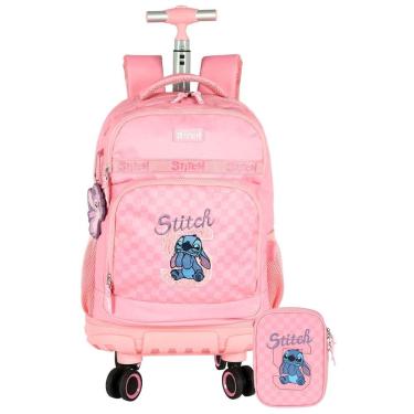 Imagem de Kit Escolar Lilo Stitch Mochila Rodas + Estojo Box