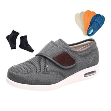 Imagem de Calçado Masculino Diabéticos Edema Calçado De Caminhada Para Homem Diabético Respirável Ajustável E Respirável Para Conduzir Casual E Confortável Antiderrapantes, Alargadores Engorda(Dark gray,47 EU)