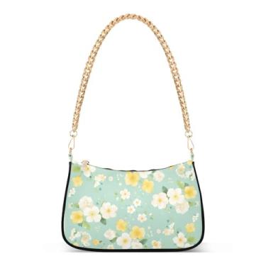 Imagem de CEBUGI Bolsas transversais femininas bolsa de ombro com flores bolsa clutch elegante com alça de corrente