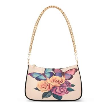 Imagem de CEBUGI Bolsas transversais femininas bolsa de ombro borboleta rosa bolsa clutch elegante com alça de corrente
