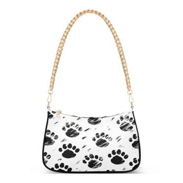 Imagem de CEBUGI Bolsas transversais femininas bolsa de ombro com estampa de pata bolsa clutch elegante com alça de corrente