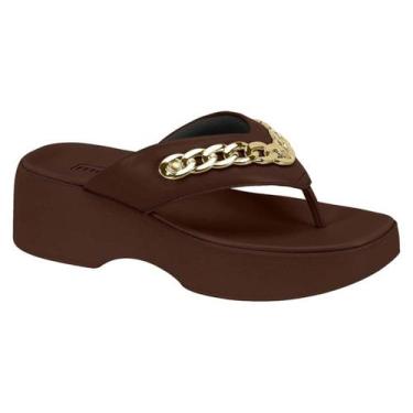 Imagem de Sandália Feminina Moleca Plataforma Médio Flatform Corrente Confortáve