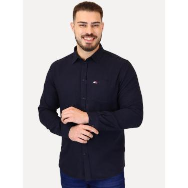 Imagem de Camisa Tommy Jeans Masculina Regular Flannel Azul Marinho-Masculino