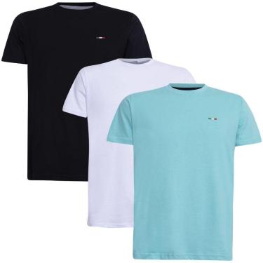 Imagem de Kit 3  Camisetas Básicas com Bordado Algodão Itália Masculina-Masculino