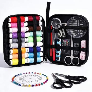 Imagem de Kit de costura portátil de 85 peças, kit de agulha e linha para costura, acessórios profissionais de suprimentos de costura