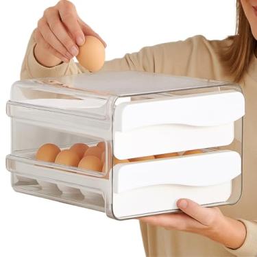Imagem de Porta Ovos 2 ou 4 andares Gaveteiro organizador de geladeira branco(2 Andares YT2555)