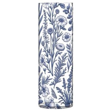 Imagem de JUZIHAI Vaso de plantas e flores para flores 9,9 cm x 30 cm cilindro de plástico moderno vaso de flores para centro de mesa de casamento decoração de casa