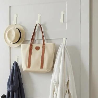 Imagem de 4 ganchos de porta, ganchos de casaco versáteis, gancho para toalha, gancho único para pendurar, bolsa, chapéu, roupão no banheiro, quarto, mudroom (branco)