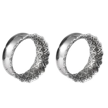 Imagem de Niaspi Plugues de orelha florais de lótus de aço inoxidável, alargadores, expansores de círculos vazados, extensores de orelha para mulheres e homens, joias de piercing de 8 a 25 mm (19 mm)