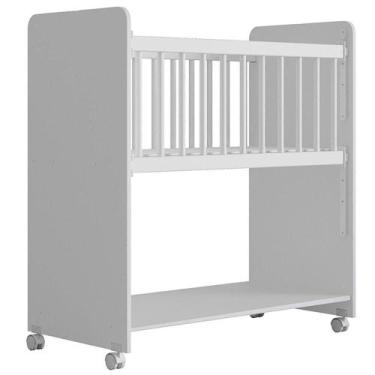 Imagem de Berço De Bebê Com Rodinhas Com Grade Móvel Jasmin Branco - MOBLIS MÓVE