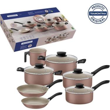 Imagem de Jogo de Panelas Antiaderente Starflon Max Linz Tramontina 7 Peças Moca
