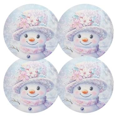 Imagem de Conjunto de 4 jogos americanos de mesa de jantar de PVC durável branco de 38 cm para mesa de jantar resistente ao calor para mesa de cozinha