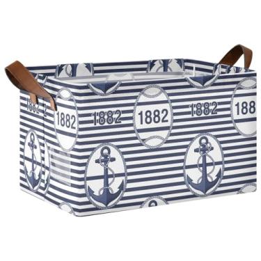 Imagem de Caixas organizadoras de prateleira azul marinho para armazenamento e organização de quarto, cestas decorativas dobráveis de 40 x 28 x 25 cm para armazenamento de cobertores, pacote com 2