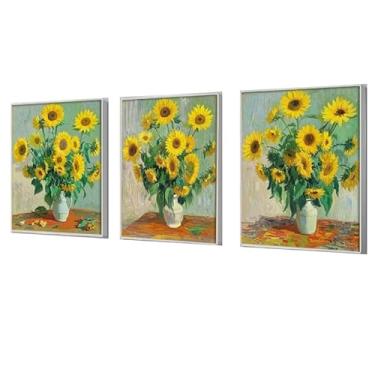 Imagem de Quadros Decorativos kit 3 girassol pintura decorativa simples e fresca para sala de estar e quarto Quadros e Obras de Arte(B-girassol-3pcs,40x60cm)