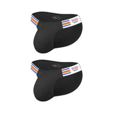 Imagem de Cuecas Masculinas De Algodão Listradas Azul Marinho, Modelo Biquíni Tr