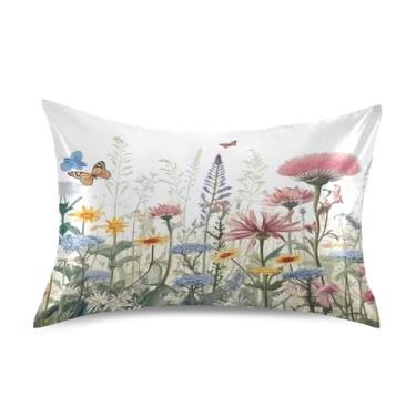 Imagem de Wassud Fronhas de cetim com arbustos coloridos para cabelo e pele, fronhas de seda lisa, tamanho padrão, capas de almofada respiráveis com fecho de envelope