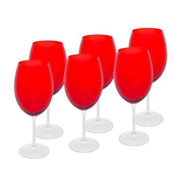 Imagem de WOLFF - Conjunto 6 Taças de Vinho de Cristal Ecológico (Livre de Chumbo) Banquet Vermelho 580Ml