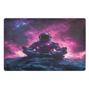 Imagem de Joisal Tapetes de entrada de astronauta meditando espaço interno para casa, tapetes de boas-vindas duráveis ao ar livre para porta da frente, tapete de entrada 81 x 50 cm
