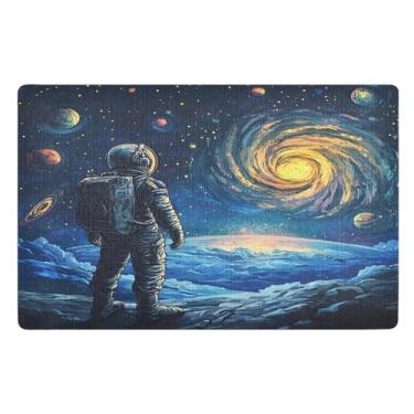 Imagem de Joisal Tapete de porta frontal Astronaut Stars Space Outdoor Absorvente, Engraçado, Pequeno Tapete Externo 81 cm x 50 cm