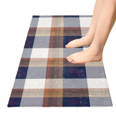Imagem de TSENQUE Tapete de banheiro marrom ombré texturizado tapete de cozinha tapete absorvente para porta frontal lavável tapetes antiderrapantes para banheiro para decoração de cozinha, casa, 99 cm x 51 cm