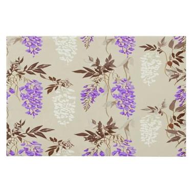 Imagem de Wassud Tapete de porta de flores de glicínia 61 x 89 cm, tapete de área lavável antiderrapante com suporte de borracha, tapete macio e macio para sala de estar, quarto, entrada, entrada