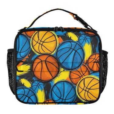 Imagem de Joisal Lancheira de basquete colorida divertida para mulheres, meninas, lancheira, personalizada, infantil, masculina, lancheira para trabalho, bolsa térmica térmica para meninos