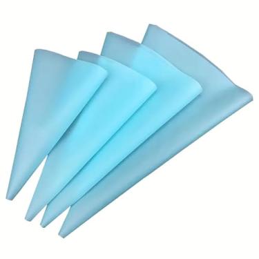 Imagem de Pacote com 4 sacos de confeitar de silicone, sacos de confeitar reutilizáveis de 10/12/14/16 polegadas, saco de creme de bolo de fondant para decoração, utensílios de cozinha e acessórios, azul