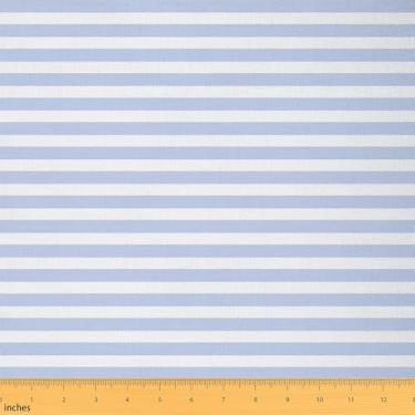 Imagem de Erosebridal Tecido de estofamento listrado para cadeiras de sofá, tecido listrado azul branco para ambientes internos e externos, material de linhas geométricas por jarda para estofamento DIY, 2